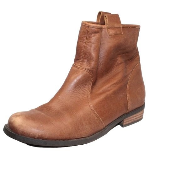 Sole Society Natasha Sz 9.5M Distressed Brown Leather Ankle Pull On Boot Bootie - Picture 1 of 16